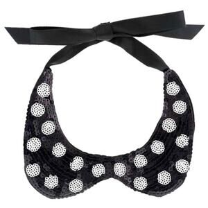 DISNEY x DISNEYLAND | Minnie Mouse Collar Peter Pan Sequin Polka Dot Black White
